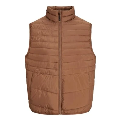 Image of JACK &amp; JONES Men&#039;s Jjestate Packable Bw Collar Noos Quilted Vest, Mocha Bisque, M