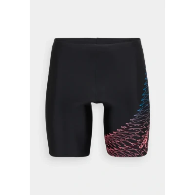 Image of Speedo MENS Medley LOGO Jammer Swimming trunks, Men&#039;s, Size: 28, Black/neon coral