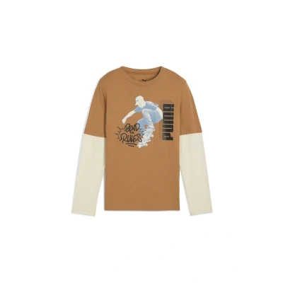 Image of Puma MID90S Layered Long sleeved top for kids, Size: 10y (9 10y), Melted caramel