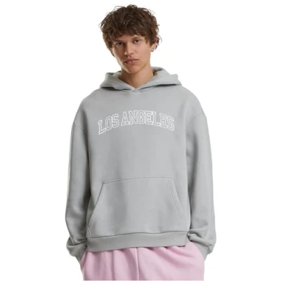 Image of Mister Tee LOS Angeles Fluffy Hoodie, Men&#039;s, Size: Large, Lightasphalt