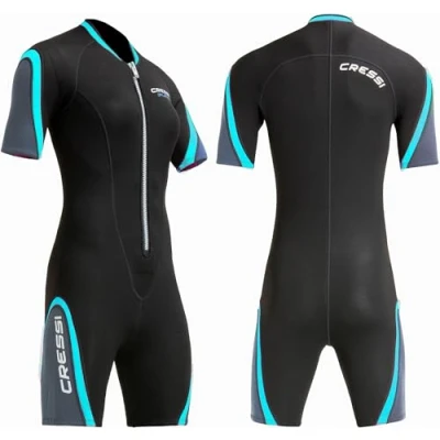 Image of Cressi Women&#039;s Shortie Wetsuit, Black/Aguamarina, XS UK