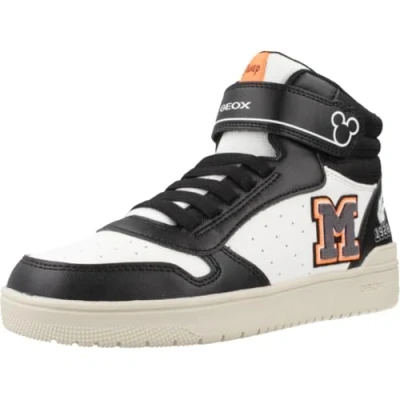 Image of Geox Disney Mickey Washiba BOY Hightop trainers for kids, Size: 5, Black/white High quality imitation leather