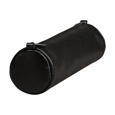Image of Schlampermäppchen AgeBag aus echtem Schafsleder rund schwarz: Größe 21 x Ø 6 cm