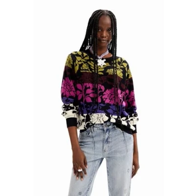 Image of Desigual Tajo Tiered Multicoloured Floral Jumper 23WWJF05, Black, L