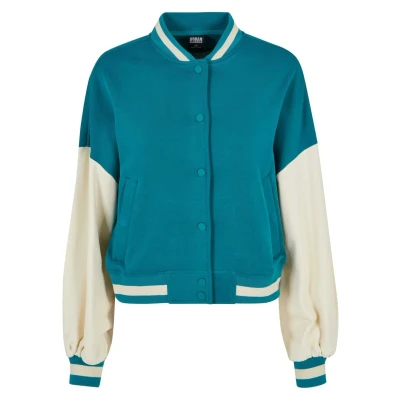 Image of Urban Classics 2 TONE College Bomber Jacket, Women&#039;s, Size: XL, Watergreen whitesand