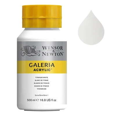 Image of Winsor &amp; Newton 2150644 Galeria Acrylic Paint, High Pigmentation, Non fading, Butter Consistency, 500 ml Pot Titanium White