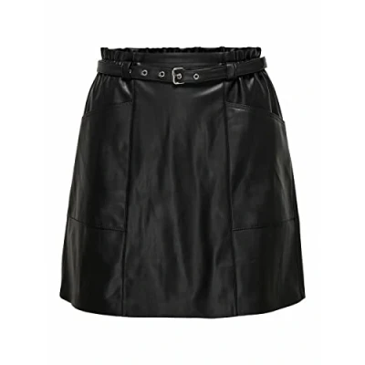 Image of ONLY Women&#039;s Onlheidi Faux Leather Belt Skirt Cc OTW, Black, M