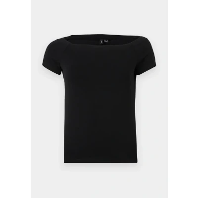 Image of Vero Moda Vmpanda OFF Shoulder Basic Tshirt, Women&#039;s, Size: Large, Black