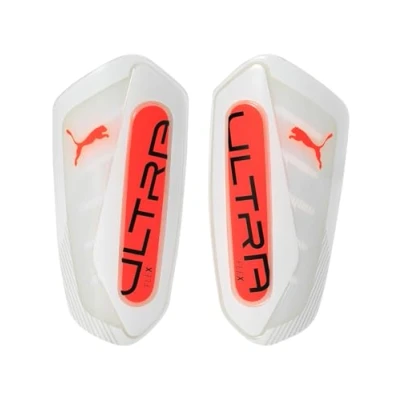 Image of Puma Ultra FLEX Sleeve Unisex Shin pads, Size: Large, White/glowing red