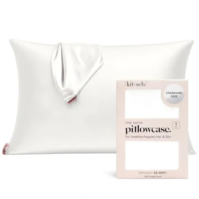 Image of Kitsch Satin Pillowcase (Various Colours) Ivory