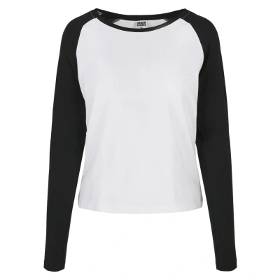 Image of Urban Classics Ladies Contrast Raglan Longsleeve Long sleeved top, Women&#039;s, Size: 3XL, White/black