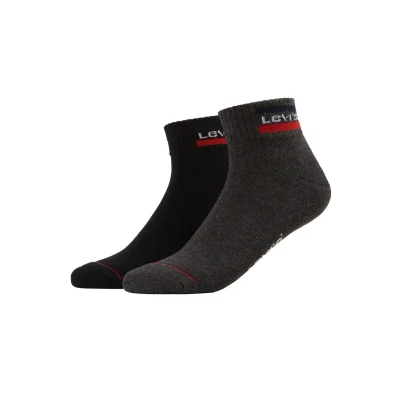 Image of Levi&#039;s Mid CUT LOGO 2 PACK Socks, Size: 6 8, grey / black