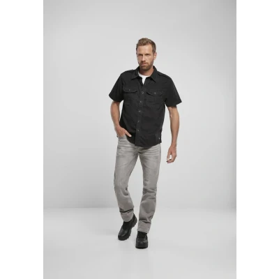 Image of Brandit Men&#039;s Vintage Shirt Short Sleeve Dress, Black sleeved, M