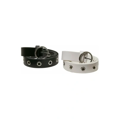 Image of Urban Classics Eyelet 2PACK Belt, Men&#039;s, Size: S/M, Black white