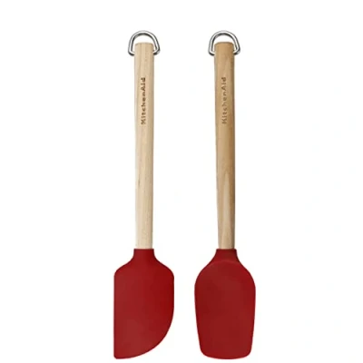 Image of KitchenAid Spatula Set Core Emperor Red Birchwood 2 Piece