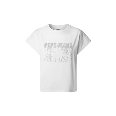 Image of Pepe Jeans LIRA Print Tshirt, Women&#039;s, Size: Large, White
