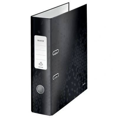 Image of Leitz A4 Lever Arch File, Black, 80 mm spine width, WOW Range, 10050095, Design may vary