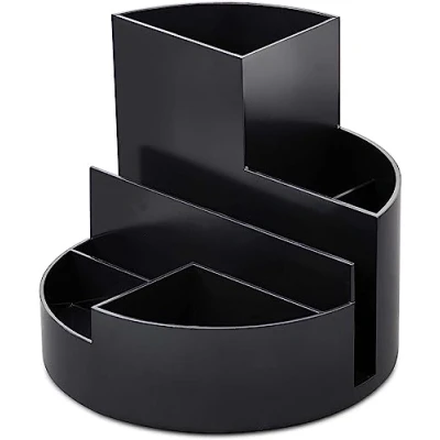 Image of Maul Desk Organiser MAULrundbox Eco Made of 85% Recycled Plastic for Storing Pens, Scissors and Note Card Practical Shelf Office Black