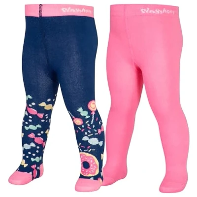 Image of Playshoes Tights Candy 2 PACK for kids, Size: 7 8y, Navy/lightpink