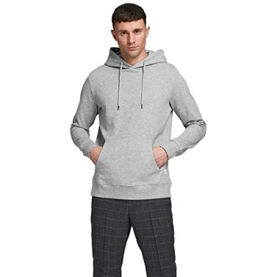 Image of Jack &amp; Jones Jjebasic HOOD Hoodie, Men&#039;s, Size: XL, Light grey melange