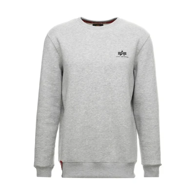 Image of Alpha Industries Basic Small LOGO Sweatshirt, Men&#039;s, Size: Small, Grey heather