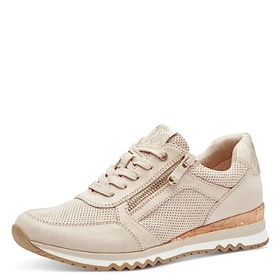 Image of MARCO TOZZI Damen Sneaker flach Vegan Freizeit, Beige (Dune Comb), 40 EU