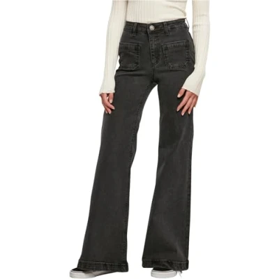 Image of Urban Classics Vintage Flared Jeans, Women&#039;s, Size: 26, Black washed