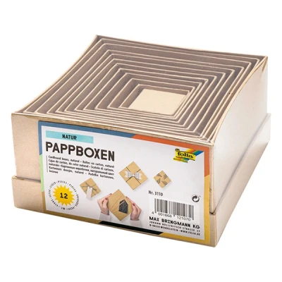 Image of folia 3110 Cardboard Boxes in Natural, Pack of 12, Different Sizes, Beautiful Gift Packaging for Individual Decoration and Design, Ideal Any Occasion
