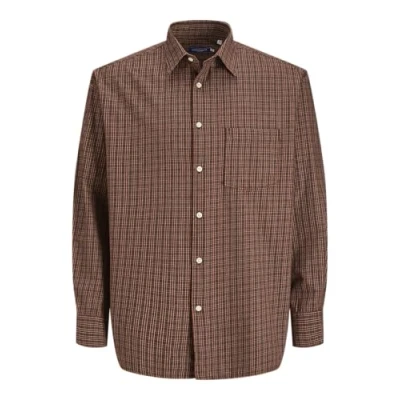 Image of Jack &amp; Jones Jorrobb Check Shirt, Men&#039;s, Size: Small, Brown