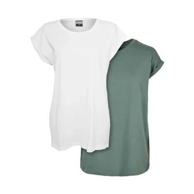 Image of Urban Classics Extended Shoulder 2PACK Basic Tshirt, Women&#039;s, Size: 3XL, White paleleaf