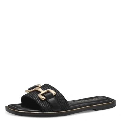Image of Tamaris Damen Mules Pantoletten Textil Blockabsatz Sommer; BLACK/schwarz; 39 EU