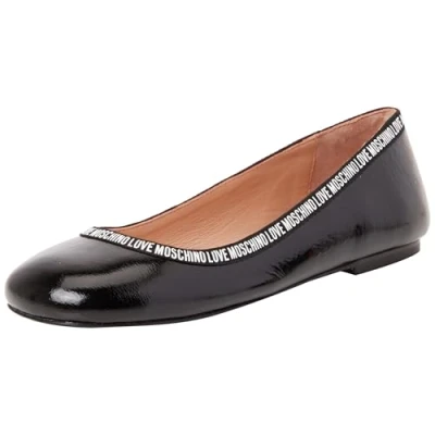 Image of Love Moschino LOGO Ballet pumps, Women&#039;s, Size: 6, Nero Leather and textile