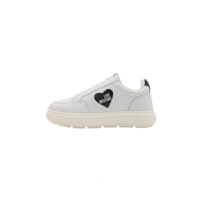 Image of Love Moschino BOLD Trainers, Women&#039;s, Size: 4, Bianco/nero Calfskin