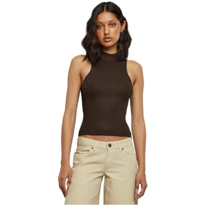 Image of Urban Classics Short Turtleneck Top, Women&#039;s, Size: Large, Brown
