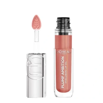 Image of L&#039;Oréal Paris Plump Ambition Lip Oil with Hyaluron, Fuller &amp; Smoother Lips without Compromise, Intensive Care Feeling Hyaluronic Acid, Up to 24H Moisture, Colour: 650 Nude Macaron, 5 ml