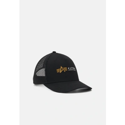 Image of Alpha Industries Label Trucker Unisex Cap, Size: One Size, Black