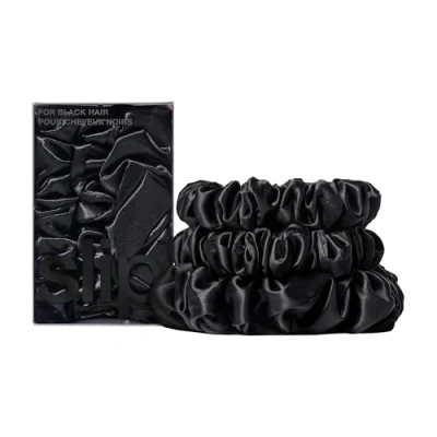 Image of Slip Pure Silk Back To Basics Assorted Scrunchie Set (Various Colours) Black