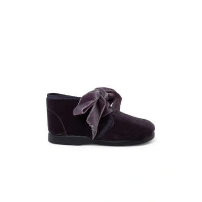 Image of Pisamonas Children Booties Velvet Bow Size 7.5 Color Grey