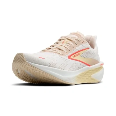 Image of Brooks Women&#039;s Hyperion 2 Sneaker, White Peach Coral, 4.5 UK