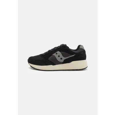 Image of Saucony Eclipse Unisex Trainers, Size: 12, Black/grey Leather and textile