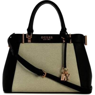 Image of Guess Anadela Satchel Handbag, Women&#039;s, Size: One Size, Natural/black