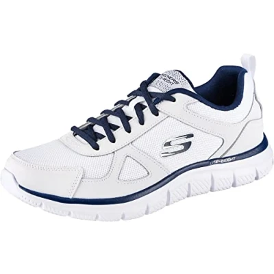 Image of Skechers Sport Track Trainers, Men&#039;s, Size: 7, White/navy Leather and textile