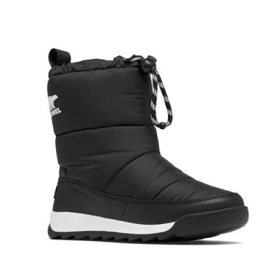Image of Sorel Childrens Whitney II PLUS Puffy WP Unisex Winter boots for kids, Size: 7K, Black/sea salt Synthetics/textile