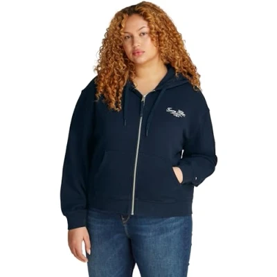 Image of Tommy Hilfiger Curve Script ZIP Hoodie Zipup sweatshirt, Women&#039;s, Size: 22, Dark night navy