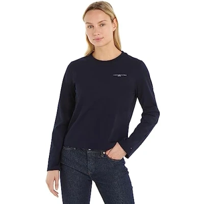 Image of Tommy Hilfiger 1985 MINI LOGO Long sleeved top, Women&#039;s, Size: XXS, Desert sky