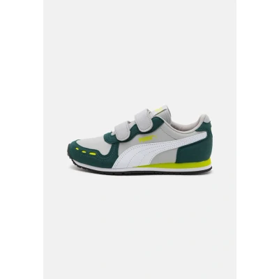 Image of Puma Cabana Racer 20 Unisex Trainers for kids, Size: 11K, Cool light gray/white/dark myrtle/lime smash Imitation leather/ textile