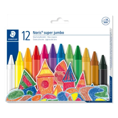 Image of STAEDTLER 226 NC12 Noris Super Jumbo Wax Crayons 14mm Assorted Colours (Pack of 12)