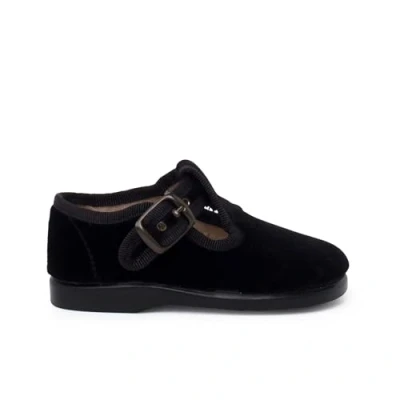 Image of Pisamonas Hebilla Ankle strap ballet pumps for kids, Size: 4.5K/5K, Mettalic black Textile