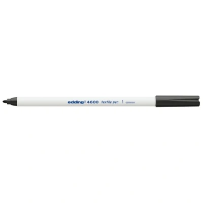 Image of edding 4600 textile pen black box of 10 round nib 1 mm permanent fabric pens for drawing on textiles, wash resistant to 60 C