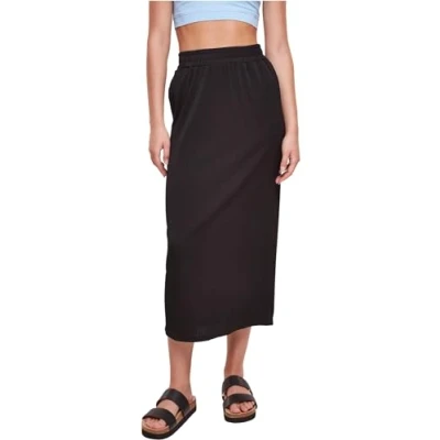 Image of Urban Classics Ladies Rib Jersey Midi Skirt, Available in black, Sizes XS 5XL, S